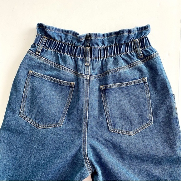 FOREVER 21 Contemporary Blue Denim Mom Jeans Large Cuffed Paperbag-Waist - Picture 6 of 15